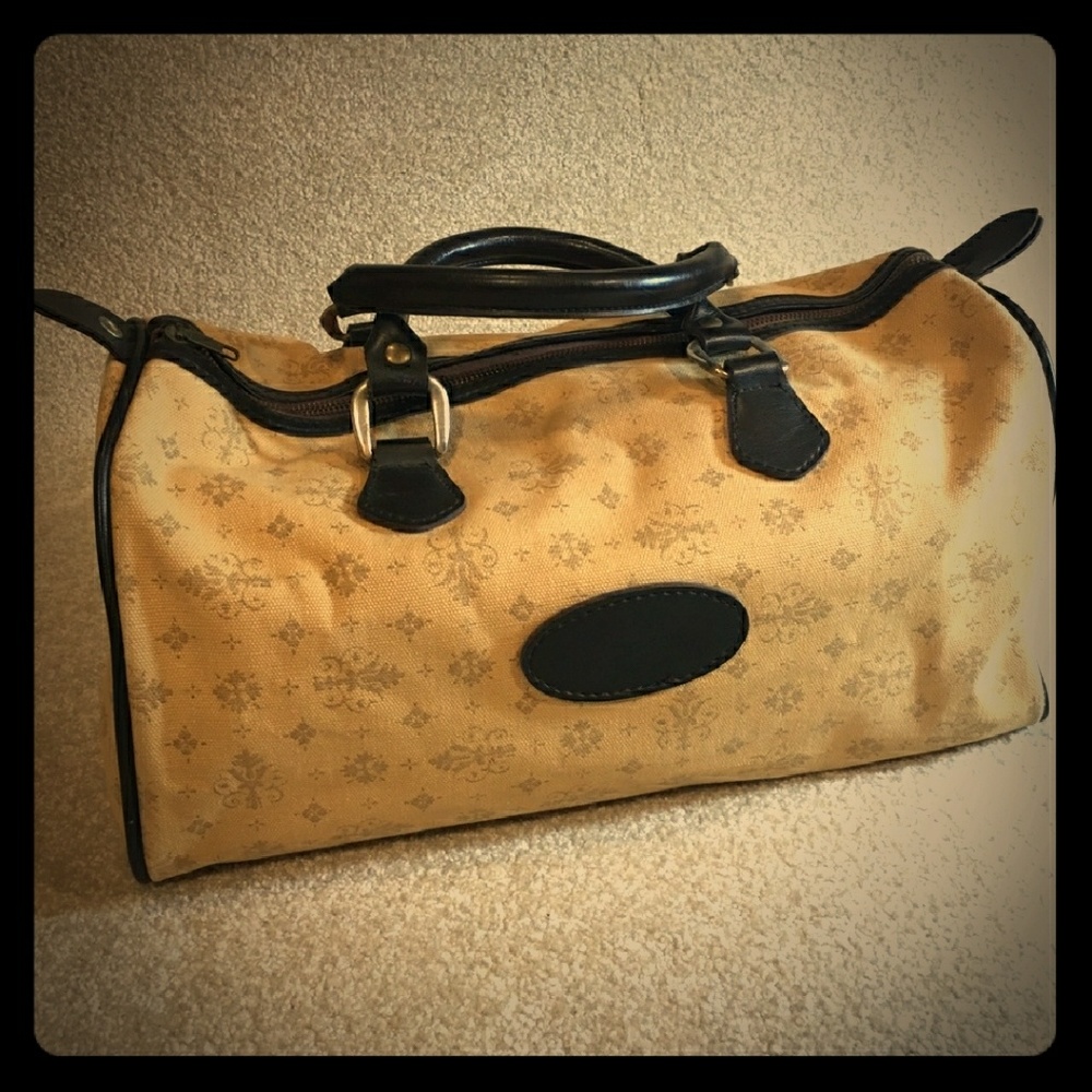 Vintage leather accent satchel